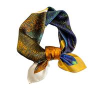 Aufeel 100% Real Mulberry Silk Women Small Square Neck Scarfs 21" Lightweight Headscarf Printed Neckerchief Gift Packed, Green Beauty, S