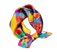 Aufeel 100% Real Mulberry Silk Women Small Square Neck Scarfs 21" Lightweight Headscarf Printed Neckerchief Gift Packed, Rainbow, S