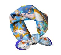 Aufeel 100% Real Mulberry Silk Women Small Square Neck Scarfs 21" Lightweight Headscarf Printed Neckerchief Gift Packed, Shineblue, S