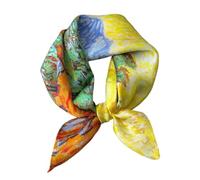 Aufeel 100% Real Mulberry Silk Women Small Square Neck Scarfs 21" Lightweight Headscarf Printed Neckerchief Gift Packed, Forest, S