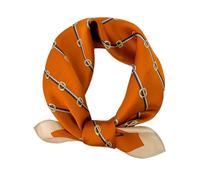 Aufeel 100% Real Mulberry Silk Women Small Square Neck Scarfs 21" Lightweight Headscarf Printed Neckerchief Gift Packed, Orange Vogue, S