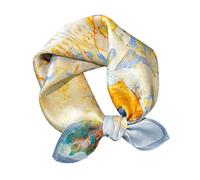Aufeel 100% Real Mulberry Silk Women Small Square Neck Scarfs 21" Lightweight Headscarf Printed Neckerchief Gift Packed, Castle 2, S