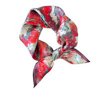 Aufeel 100% Real Mulberry Silk Women Small Square Neck Scarfs 21" Lightweight Headscarf Printed Neckerchief Gift Packed, Elegant Red, S