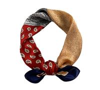 Aufeel 100% Real Mulberry Silk Women Small Square Neck Scarfs 21" Lightweight Headscarf Printed Neckerchief Gift Packed, Vintage Chain, S