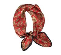 Aufeel 100% Real Mulberry Silk Women Small Square Neck Scarfs 21" Lightweight Headscarf Printed Neckerchief Gift Packed, Date Red, S