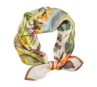 Aufeel 100% Real Mulberry Silk Women Small Square Neck Scarfs 21" Lightweight Headscarf Printed Neckerchief Gift Packed, Clolrful Leaves, S