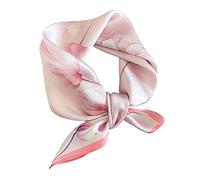 Aufeel 100% Real Mulberry Silk Women Small Square Neck Scarfs 21" Lightweight Headscarf Printed Neckerchief Gift Packed, Pink, S