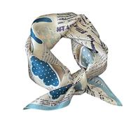 Aufeel 100% Real Mulberry Silk Women Small Square Neck Scarfs 21" Lightweight Headscarf Printed Neckerchief Gift Packed, Cute Cloud, S
