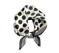Aufeel 100% Real Mulberry Silk Women Small Square Neck Scarfs 21" Lightweight Headscarf Printed Neckerchief Gift Packed (DotDot Black), Dotdot Black, S