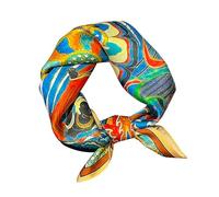 Aufeel 100% Real Mulberry Silk Women Small Square Neck Scarfs 21" Lightweight Headscarf Printed Neckerchief Gift Packed, Totem Print 1, S