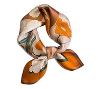 Aufeel 100% Real Mulberry Silk Women Small Square Neck Scarfs 21" Lightweight Headscarf Printed Neckerchief Gift Packed, Little Daisy, S