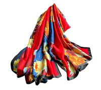 Aufeel Fashion Scarves 100% Satin Silk Scarf Long Lightweight Sunscreen Shawls Wraps for Women Hair Scarves, Red, Large
