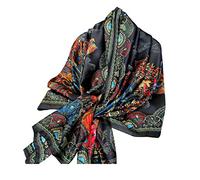 Aufeel Fashion Scarves 100% Satin Silk Scarf Long Lightweight Sunscreen Shawls Wraps for Women Hair Scarves, Black Tree, Large