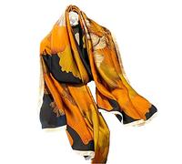 Aufeel Fashion Scarves 100% Satin Silk Scarf Long Lightweight Sunscreen Shawls Wraps for Women Hair Scarves, Flower, Large