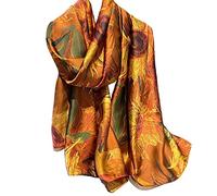 Aufeel Fashion Scarves 100% Silk Felling Scarf Long Lightweight Sunscreen Shawls Wrap for Women Hair Scarves (Orange), Orange, Large