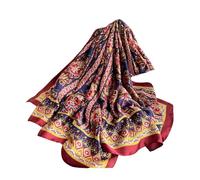 Aufeel Shawls Scarves for Women Silky Satin Wraps Long Headscarf, Navy Red, Large