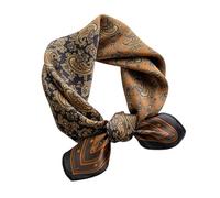 Aufeel Women's 100% Pure Mulberry Silk Small Square Scarf - Neckerchief Women - Silk Headscarf - 21" x 21", Black Copper, S