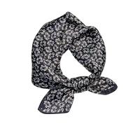 Aufeel Women's 100% Pure Mulberry Silk Small Square Scarf - Neckerchief Women - Silk Headscarf - 21" x 21", Black Pattern 1, S
