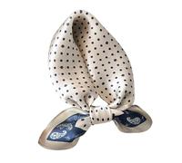 Aufeel Women's 100% Pure Mulberry Silk Small Square Scarf - Neckerchief Women - Silk Headscarf - 21" x 21", Blue Dot, S