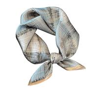 Aufeel Women's 100% Pure Mulberry Silk Small Square Scarf - Neckerchief Women - Silk Headscarf - 21" x 21", Check Fashion, S