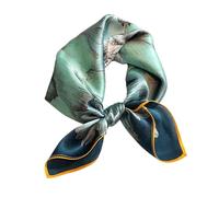 Aufeel Women's 100% Pure Mulberry Silk Small Square Scarf - Neckerchief Women - Silk Headscarf - 21" x 21", Cyan, Small