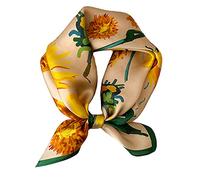 Aufeel Women's 100% Pure Mulberry Silk Small Square Scarf - Neckerchief Women - Silk Headscarf - 21" x 21", Daisy, S