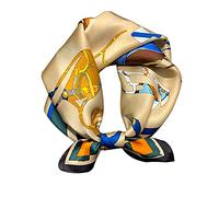 Aufeel Women's 100% Pure Mulberry Silk Small Square Scarf - Neckerchief Women - Silk Headscarf - 21" x 21", Darkblue, S