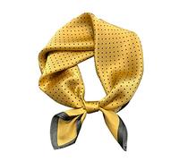 Aufeel Women's 100% Pure Mulberry Silk Small Square Scarf - Neckerchief Women - Silk Headscarf - 21" x 21", Dotdot Yellow, S