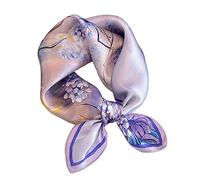 Aufeel Women's 100% Pure Mulberry Silk Small Square Scarf - Neckerchief Women - Silk Headscarf - 21" x 21", Elegant Purple, Small