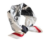 Aufeel Women's 100% Pure Mulberry Silk Small Square Scarf - Neckerchief Women - Silk Headscarf - 21" x 21", Floral, S