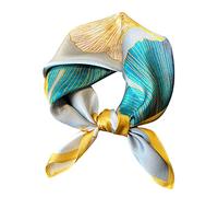 Aufeel Women's 100% Pure Mulberry Silk Small Square Scarf - Neckerchief Women - Silk Headscarf - 21" x 21", Leaves, S