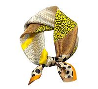 Aufeel Women's 100% Pure Mulberry Silk Small Square Scarf - Neckerchief Women - Silk Headscarf - 21" x 21", Leopard, S