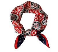 Aufeel Women's 100% Pure Mulberry Silk Small Square Scarf - Neckerchief Women - Silk Headscarf - 21" x 21", Navy Blue Red, S