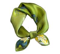 Aufeel Women's 100% Pure Mulberry Silk Small Square Scarf - Neckerchief Women - Silk Headscarf - 21" x 21", Olive, S