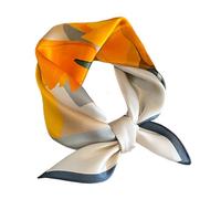Aufeel Women's 100% Pure Mulberry Silk Small Square Scarf - Neckerchief Women - Silk Headscarf - 21" x 21" (Orange Fashion)