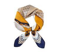 Aufeel Women's 100% Pure Mulberry Silk Small Square Scarf - Neckerchief Women - Silk Headscarf - 21" x 21", People Blue, S