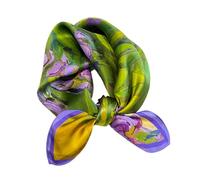 Aufeel Women's 100% Pure Mulberry Silk Small Square Scarf - Neckerchief Women - Silk Headscarf - 21" x 21", Purple Green, S