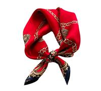Women's 100% Pure Mulberry Silk Small Square Scarf - Neckerchief Women - Silk Headscarf - 21" x 21", Red Passion, S