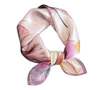 Aufeel Women's 100% Pure Mulberry Silk Small Square Scarf - Neckerchief Women - Silk Headscarf - 21" x 21", Violet, Small