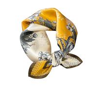 Aufeel Women's 100% Pure Mulberry Silk Small Square Scarf - Neckerchief Women - Silk Headscarf - 21" x 21", Yellow Fashion, Small