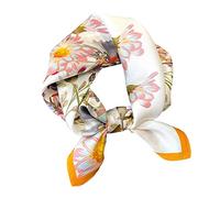Aufeel Women's 100% Pure Mulberry Silk Small Square Scarf - Neckerchief Women - Silk Headscarf - 21" x 21", Yellow, S