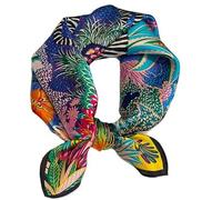 Women's 100% Pure Mulberry Silk Small Square Scarf - Neckerchief Women - Silk Headscarf - 21" x 21", Zebra, S