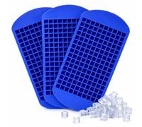Aufell 3Pcs Mini Ice Cube Trays 160 Grids Ice Cube Mold Square Shape Silicone Ice Cubes Kitchen Mini Bar Pudding Mould Small Ice Cube Making Tool (Blue)