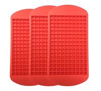 Aufell 3Pcs Mini Ice Cube Trays 160 Grids Ice Cube Mold Square Shape Silicone Ice Cubes Kitchen Mini Bar Pudding Mould Small Ice Cube Making Tool (Red)