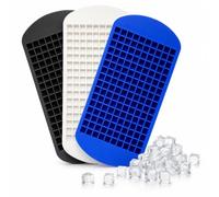 Aufell 3Pcs Mini ice Cube Trays 160 Grids Ice Cube Mold Square Shape Silicone ice Cubes Kitchen Mini Bar Pudding Mould Small Ice Cube Making Tool White|Blue|Black