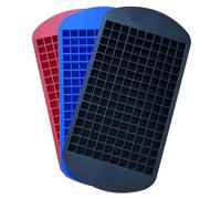 Aufell 3Pcs Mini ice Cube Trays 160 Grids Ice Cube Mold Square Shape Silicone ice Cubes Kitchen Mini Bar Pudding Mould Small Ice Cube Making Tool(Black/Blue/Red)