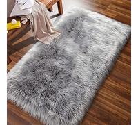 Faux Sheepskin Fluffy Area Small Shaggy Rugs for Bedroom Sofa Floor Carpet Home Decoration(Gray 23.6 x 35.4 inch)