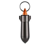 Aufew Tactical Pill Holder, Durable Metal Mini Pill Box with Keyring, Waterproof EDC Vitamin Case for Travel, Outdoor, Daily Use (Rocket Shaped, Grey)