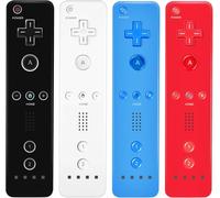 AUFGLO Wii Controller 4 Pack - Wii Remote with Silicone Case and Wrist Strap(Black - White - Red - Blue)