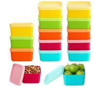 AUFIKR 15 Plastic Containers with Lids, Small Food Storage Units, Reusable Snack Containers for Snacks, Meal Prep, Kitchen Organization (7x7x2.5cm, Colorful)